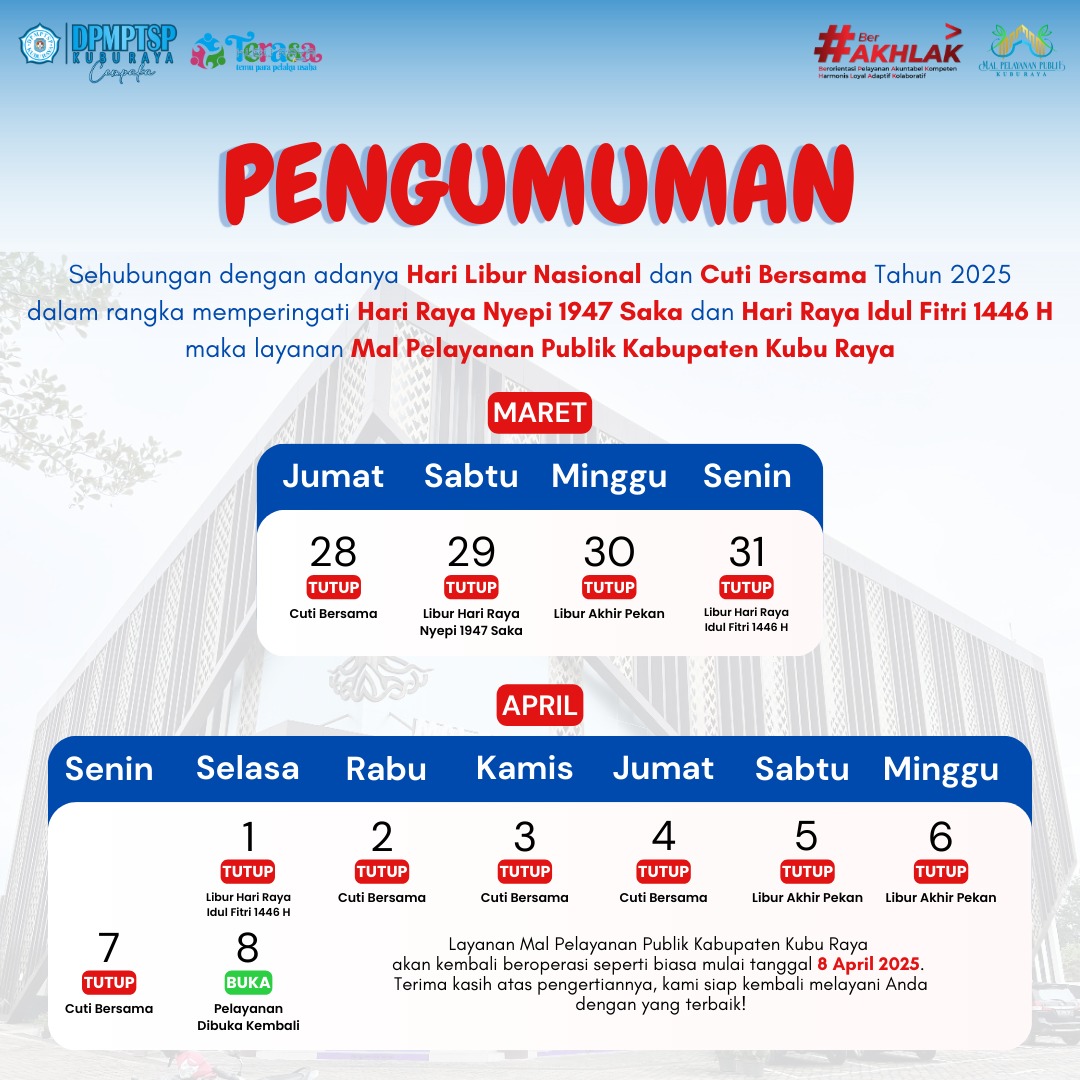 Pengumuman Terkait Hari Libur Nasional dan Cuti Bersama Tahun 2025